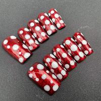 Ongles artificiels rectangulaires faits main de haute qualité, effet œil de chat rouge et cercle blanc, réutilisables, vente en gros pour usines