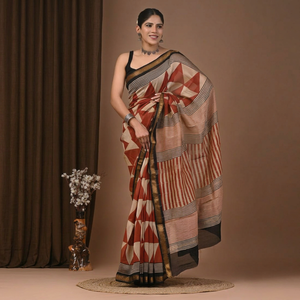 Sari en soie Maheshwari avec bordure élégante en Zari, sari léger de créateur, sari en soie Maheshwari de qualité supérieure pour femmes - Product Image 1
