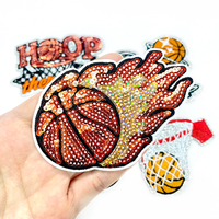 Patch de basket-ball à sequins avec lettrage HOOP, applique sportive thermocollante écologique pour la décoration de casquettes de camionneur, expédition immédiate