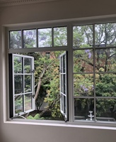 Ventanas de Rejilla Horizontal Estilo Francés con Marco de Plástico, Vidrio Templado y Mosquitera Magnética