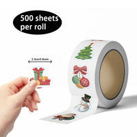 Nouveaux autocollants en papier adhésif laser pour enfants - Adorables autocollants de récompense et de motivation de Noël en forme de cercle