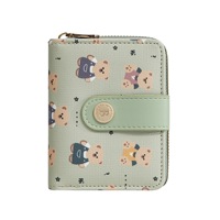 Dompet Pendek Wanita Baru Baellerry Pola Beruang Kartun Lucu Kancing Tekan Ritsleting Dompet Kulit PU Grosir Dompet untuk Wanita