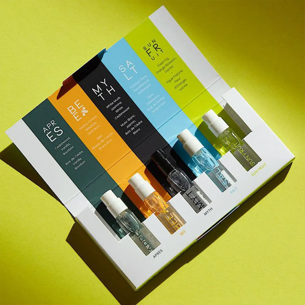 Özel Logo örnek parfüm keşif seti hediye kutusu ambalaj parfüm örnek kutusu kozmetik kağıdı karton sert kutular