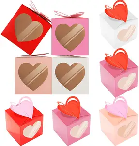 Hộp Valentine Hộp Nhỏ Valentines Cupcake Hộp Với Cửa Sổ PVC Cho Ngày Valentine, Món Tráng Miệng, Bánh Quy, Cupcake, 3 Inch