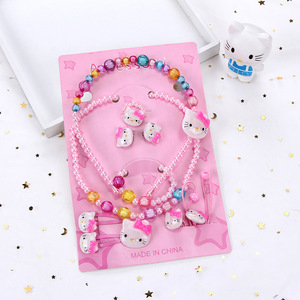 Pinduoduo vendita calda Set 10 pz <span class=keywords><strong>gioielli</strong></span> moda bambini imitazione perla cartone animato per bambine regalo stallo <span class=keywords><strong>gioielli</strong></span> - Product Image 1