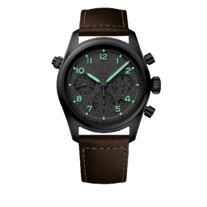 Montre mécanique automatique chronographe avec cadran lumineux et bracelet en cuir pour homme Longinesing - Product Image 1