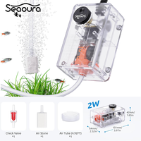Seaoura SR-201 Pompe à air ultra silencieuse pour aquarium 2W, pompe à oxygène à débit d'air réglable avec coque insonorisée double couche, prise US