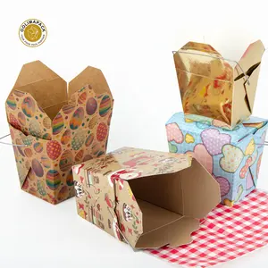 Doner Custom Printing Paper Doner Lunch Box Water And Oil Proof Wholesale Noodle Box With Handle
