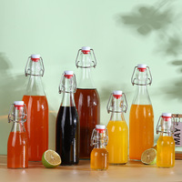 Bouteille en verre transparente carrée/ronde avec bouchon à bascule pour boissons et lait, 100ml, 250ml, 350ml, 8oz, 16oz, 500ml, 750ml, 1000ml, 1L