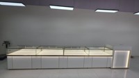Vitrine de présentation de bijoux moderne, écologique, robuste, imperméable, recyclable, peinte en blanc, à cannelures, avec éclairage LED