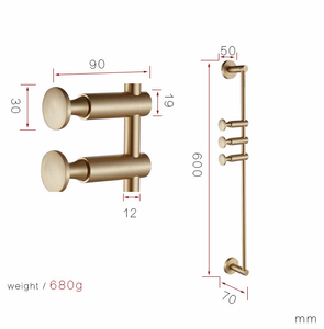 Porte-serviettes en or brossé, 1 pièce, suspension murale pour serviettes et vêtements - Product Image 6