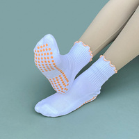 Chaussettes antidérapantes pour femmes, respirantes, tricotées, avec manchette de compression pour usage quotidien et pratique de Pilates et de yoga