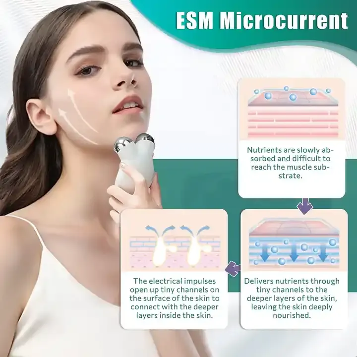 Eliminación de doble mentón EMS Ion Microcorriente Dispositivo en forma de V Estiramiento DE LA PIEL Reafirmante Masajeador facial Rodillo Micro Estiramiento facial actual