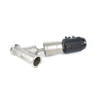 Vanne d'angle pneumatique à commande proportionnelle en acier inoxydable avec positionneur Tri-Clamp (4-20mA) Port 1/2"-3" Joint PTFE 1,6 Mpa
