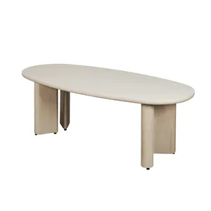 Factory Hot Sale Oval Sintered Stone Dining Table Large Ceramic Marble Top With Clay Finished Base For 6-8 People