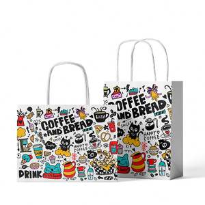 Sac cadeau en papier kraft personnalisé ZJPACK, vente en gros, avec poignée en ficelle torsadée blanche, pour lait, sushi, gelée, salade - Product Image 5