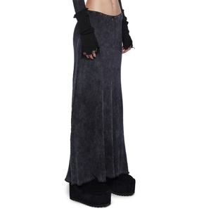 Falda Maxi Térmica de Algodón Elástico Lavado y Desgastado con Tejido Waffle para Mujer, de Talle Bajo y Larga - Product Image 3