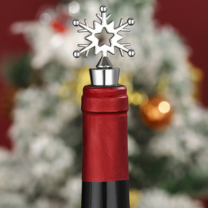 Christmas Snowflake <b>Wine</b> <b>Stopper</b> Silver Metal Bottle Sealer Holiday Gift - Product Image 1