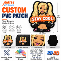 Badge personnalisé en PVC avec slogan 'Stay Cool' et motif 'Anime Girl' pour vestes, sacs à dos, casquettes, streetwear et accessoires de mode AWELLS