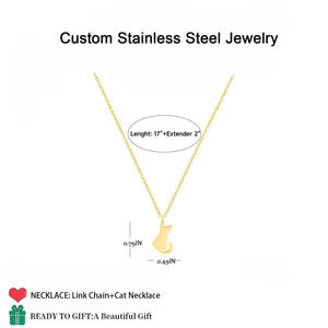 Collares de Moda con Colgante de Gato Chapado en Oro de 14K, de Acero Inoxidable, con Logotipo Láser, para Mujer - Product Image 2
