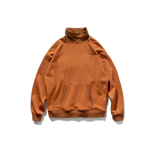 Logo Personalizzato di alta Qualità Loose Fit Unisex In <span class=keywords><strong>Cotone</strong></span> <span class=keywords><strong>Biologico</strong></span> Maglia A Manica Lunga Stand Collo <span class=keywords><strong>Felpa</strong></span> - Product Image 3