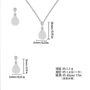 Ensemble de boucles d'oreilles et collier en perles brillantes, en alliage de cuivre, micro-inserts en forme de goutte d'eau, bijoux de fête pour femmes, mode de luxe - Product Image 5