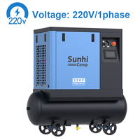 Compresseur à vis 7.5kw 10hp 220v 1ph intégré 1phase 7.5kw compresseur d'air magnétique sécheur monophasé 175 psi 80 Gl réservoir 300l