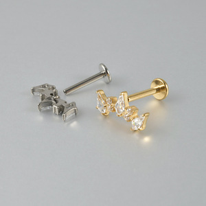 Piercing de nez en titane avec fleur et améthyste sertie, bijou pour femme - Product Image 3
