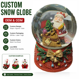 Globe <span class=keywords><strong>à</strong></span> neige personnalisé OEM de Noël avec base texturée tricotée et nœud doré pour cadeaux et décorations de fêtes personnalisés - Product Image 1