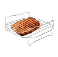 Support de friteuse à air en acier inoxydable Brochettes de viande pour barbecue Accessoires ménagers Plateau de cuisson Support pour friteuses à air grillagé pour barbecue