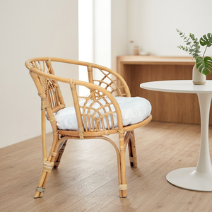 Fauteuil en rotin à dossier croisé, fait main, style moderne, chaise de loisirs avec coussin en mousse, style côtier, meuble de salon pour la décoration intérieure - Product Image 3