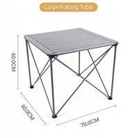 Table de camping pliante carrée légère 70x70x60cm, table portable en aluminium pour barbecue en plein air, pique-nique et glamping