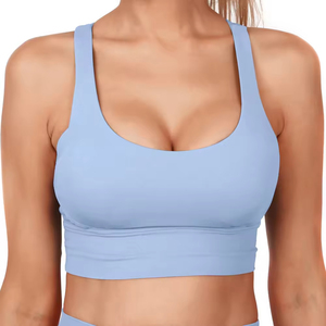 Manufacturer OEM Workout Crop Top Women Breathable <b>Back</b> Cross Strappy Gym Fitness Yoga Bra - Product Image 1