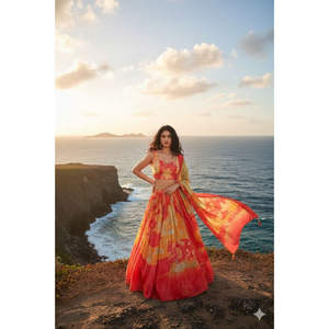 Nouvelle Lehenga et Blouse en Georgette Traditionnelle Indienne avec Dupatta, Designer, Exportateur et Fournisseur Indien - Product Image 1