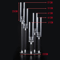 Ensemble de 4 chandeliers élégants en acrylique à 5 bras pour centre de table de mariage