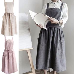 Robe sans manches 100 % coton pour femme, style japonais et nordique, dos croisé, tablier de haute qualité pour les fleuristes - Product Image 6