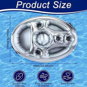 Porte-boissons flottant grande capacité pour piscine, plateau flottant gonflable pour boissons, glacière - Product Image 3