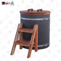 Bain de Glace en Bois pour Récupération Fitness, Bain de Glace Froid avec Refroidisseur, Sauna en Tonneau de Cèdre, Fabricant de Vapasauna, 1-2 Personnes