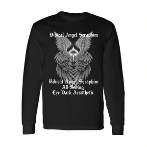 T-shirt à manches longues avec motif œil tout-voyant de l'ange biblique Séraphin, esthétique sombre - Product Image 2