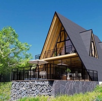 Villa moderne à structure en acier préfabriquée triangulaire à ossature en A Maison de vacances de loisirs mobile pour hôtels et appartements