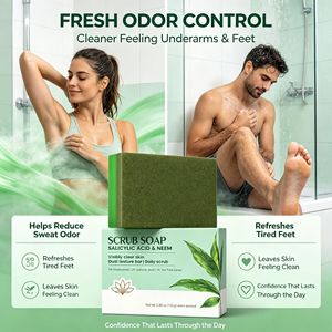 Jabón de Neem Indio <span class=keywords><strong>con</strong></span> Ácido Salicílico, Barra Limpiadora Facial Antiácaros, Jabón Artesanal Iluminador <span class=keywords><strong>con</strong></span> Aceites Esenciales <span class=keywords><strong>para</strong></span> los Poros - Product Image 6