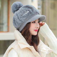 Casquette de baseball en fausse fourrure pour femme, pompon, bonnet en peluche avec rabat pour les oreilles, pour temps froid, neige, ski