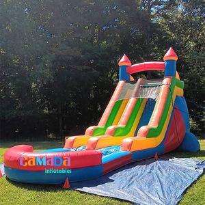 Toboggan aquatique gonflable arc-en-ciel coloré <span class=keywords><strong>avec</strong></span> <span class=keywords><strong>piscine</strong></span>, château gonflable commercial en PVC, toboggan aquatique gonflable populaire et abordable pour fêtes - Product Image 4
