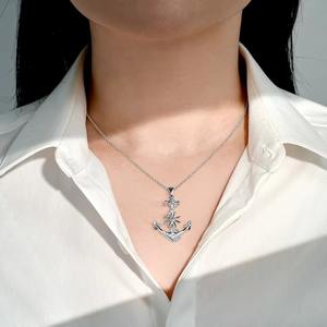 Vintage Niche À La Mode Élégant Classique Pass Diamant Testeur Moissanite Collier En Argent Sterling 925 Ancre Pendentif Bijoux - Product Image 6