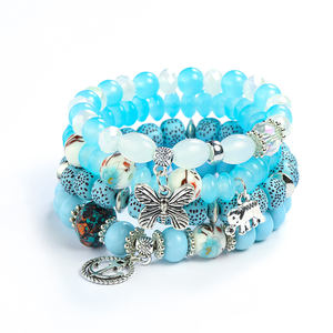 Vintage Boho Schmuck Acryl Perlen Schmetterling Elefant Mode Charm Armband mit Anhängern für Mädchen - Product Image 5