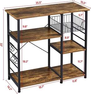 Huasheng Estante de Cocina Metálico de 3 Niveles, Tipo Soporte, No Plegable, Multifunción, para Cafetera, Microondas, con Cestas de Alambre - Product Image 4