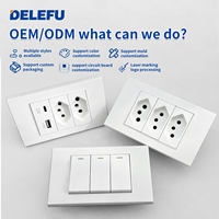 DELEFU Prise USB en plastique blanc modèle brésilien 118 10A/20A avec Type-C 20W FastA