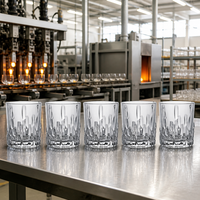 Verre à whisky gaufré vertical de qualité supérieure, fabriqué à la machine, en cristal transparent, personnalisable, vente en gros usine, compatible lave-vaisselle, pour bar, hôtel, maison