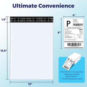 <b>White</b> Waterproof Poly Mailers with Thermal Labels and Stickers, Strong Adhesive Shipping <b>Envelopes</b> for Clothing Business Packagi - Product Image 6
