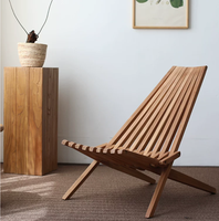Chaise inclinable pliable légère en bois d'acacia massif - Meuble d'extérieur durable et imperméable pour jardin et balcon
